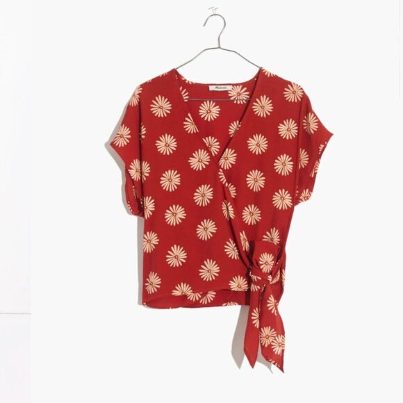 Madewell AK023 sash-Tie Wrap Top in in Daisy Daydream size XS NWT - Picture 1 of 8